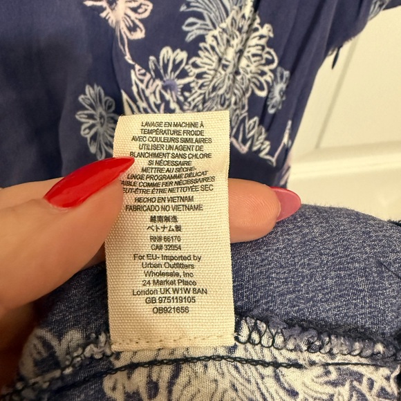 Free People Blue Hawaii Washed Blue Floral Print Mini Dress Size Large - Picture 7 of 10